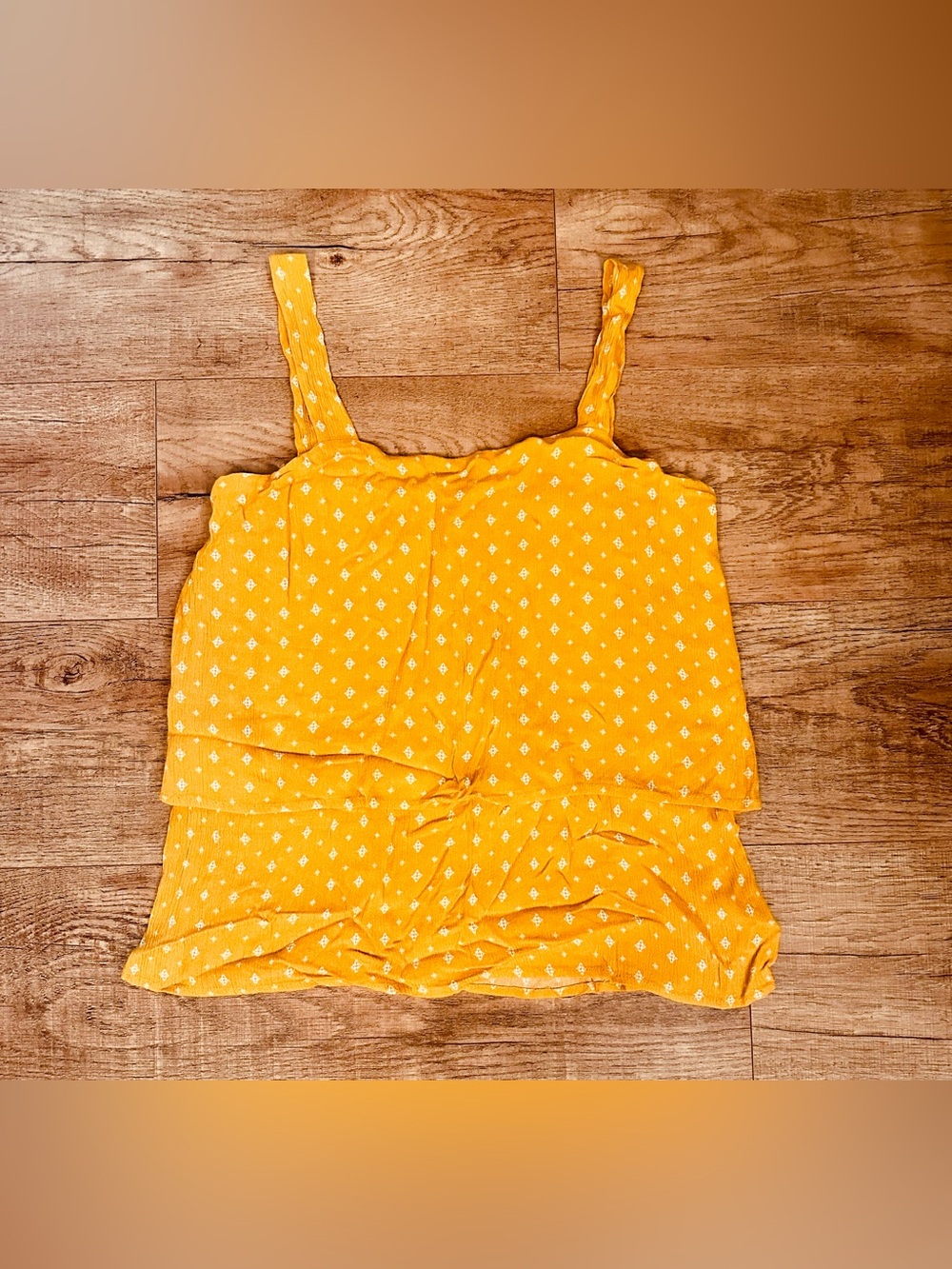 Bobeau Yellow & White Gauze Tiered Boho Sleeveless Top Size XS